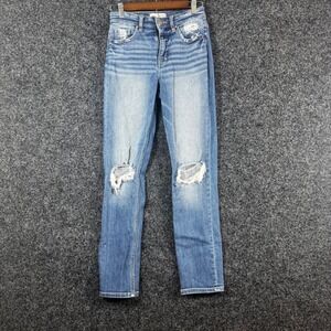 BKE Mom Jean High Rise Distressed Denim Pants Size 23 Medium Wash Blue